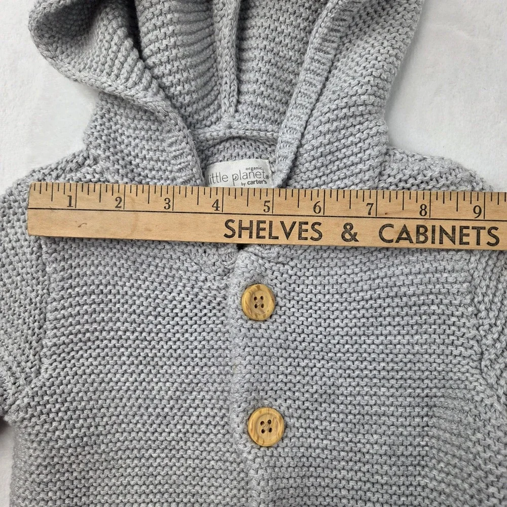 Little Planet by Carter's Organic Toddler 2T Gray Hooded Cardigan Excellent